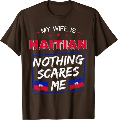 Vista 55 de My Wife Is Haitian Republic of Haiti Heritage Roots - Camiseta con bandera, Negro, S