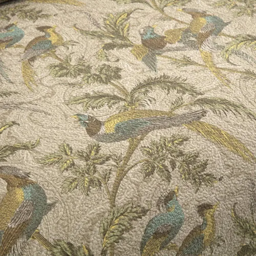 Vista 3 de Brandream Juego de edredón de algodón con estampado de pájaros y pájaros, juego de colcha vintage, 3 piezas