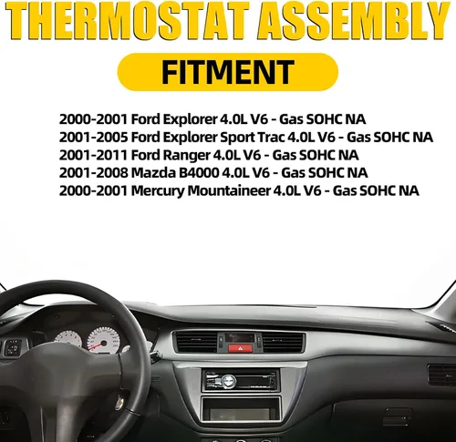Vista 2 de Conjunto de carcasa de termostato de aluminio compatible con Ford Explorer 2000-2005 Ranger 2001-2011 Mazda B4000 2001-2008 Mercury Mountaineer