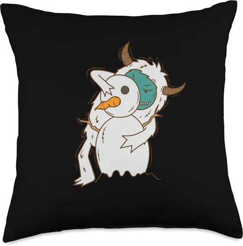 Vista 5 de Yeti snowman mythical creature animal stories Yeti Building a Snowman - Almohada de 16 x 16 pulgadas, multicolor