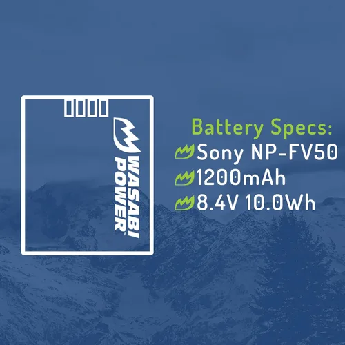 Vista 2 de Wasabi Power Batería (paquete de 2) y cargador para Sony NP-FV30, NP-FV40, NP-FV50 y Sony DCR-SR15, SR21, SR68, SR88, SX15, SX21, SX44, SX45, SX63