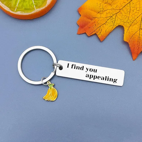 Vista 5 de Llavero de plátano para enamorados, regalo de novio de novia, San Valentín, llavero para marido, cumpleaños, boda, aniversario, regalo romántico