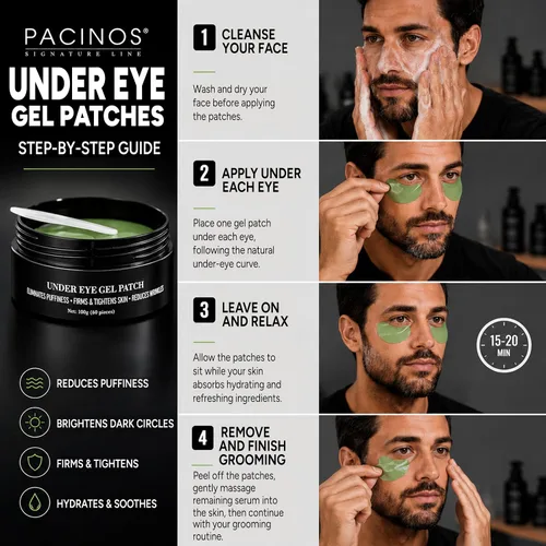 Vista 3 de Pacinos Parches de gel para debajo de los ojos: elimina la hinchazón, suaviza las arrugas, ilumina la oscuridad bajo los ojos, reafirma y tensa