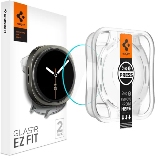 Vista 9 de Spigen Protector de pantalla de vidrio templado [GlasTR EZ FIT] diseñado para Galaxy Watch 7 (40mm) - Paquete de 2