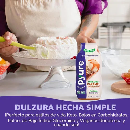 Vista 9 de Pyure - Jarabe orgánico de caramelo para postres Aderezo de caramelo sin azúcar para helado keto, panqueques, dulces bajos en carbohidratos 1 g
