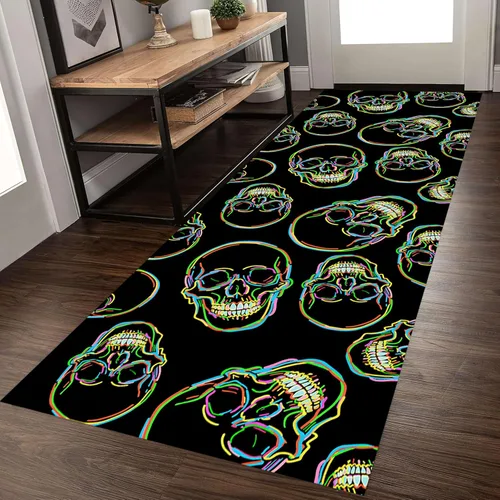 Vista 10 de Alfombra de pasillo de serpiente, 1.3 x 7 pies, diseño gótico, sol, estrellado, morado, floral, blanco y negro, alfombra bohemia, suave, resistente