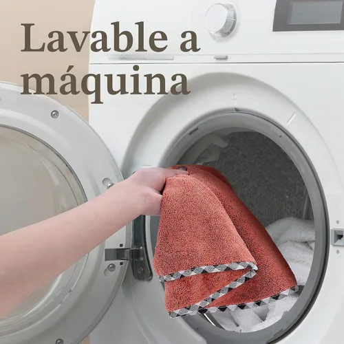 Vista 6 de myHomeBody Toallas de mano con bucles para colgar, ropa de limpieza de fibra de carbón absorbente con botón de cáscara de coco para cocina