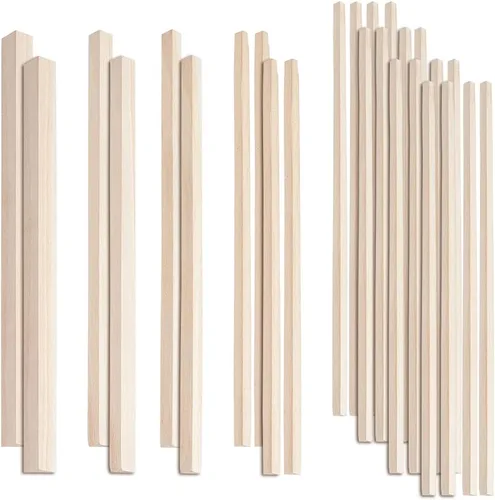 Vista 8 de OLYCRAFT 60 varillas de madera Tung de 12 pulgadas de largo, tiras de madera sin terminar, tiras cuadradas para manualidades, manualidades, Media