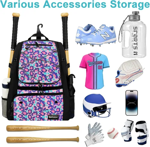 Vista 71 de Bolsa de béisbol juvenil con compartimento ventilado para zapatos, bolsa de bate de sóftbol para guantes de bateo, casco, equipo de teeball