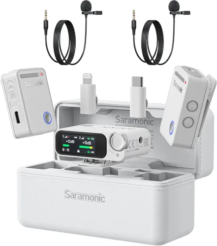Vista 12 de Saramonic Micrófono de solapa inalámbrico Ultra, grabación de 32 bits en punto flotante, sincronización de código de tiempo, cancelación de ruido