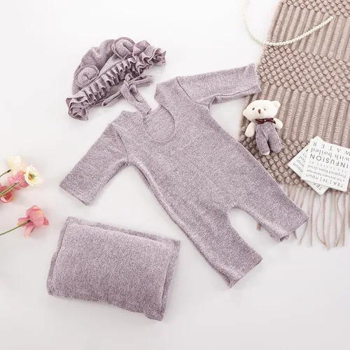 Vista 7 de Holibeat Accesorios de fotografía morados para bebé niña súper suaves recién nacida trajes de sesión de fotos disfraces (morado)