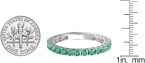 Vista 2 de Dazzlingrock Collection Anillo de boda apilable de tamaño Eternity de esmeralda redonda para mujer, oro de 14 quilates
