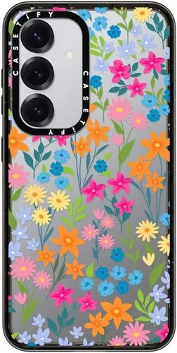 Vista 218 de CASETiFY Funda de impacto para Galaxy S22+ - Adhesivo Aries Moross, color negro transparente