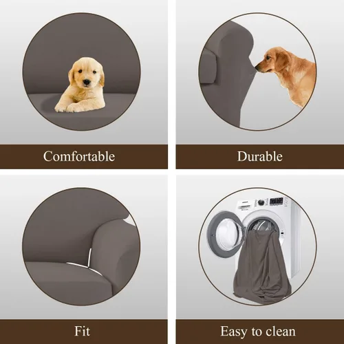 Vista 5 de Easy-Going - Fundas elásticas de microfibra para sofá, 2 piezas Gris pardo