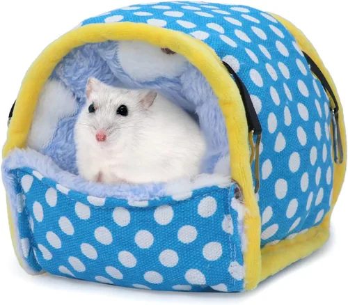 Vista 12 de Wontee Hamster Bed Hideout Sugar Glider Hamaca para animales pequeños, casa de cama cálida para hámsters, erizos, planeadores de azúcar, jerbos
