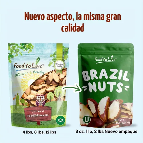 Vista 8 de Nueces de Brasil orgánicas Food to Live® (crudas, sin cáscara)