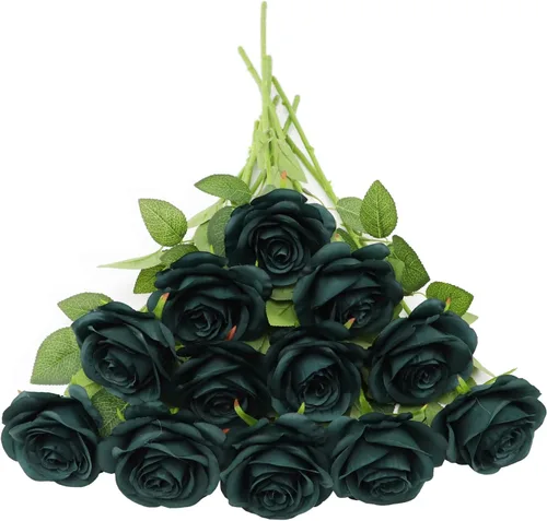 Vista 11 de LVEFIT - 12 rosas artificiales de otoño para decoración de otoño Beige