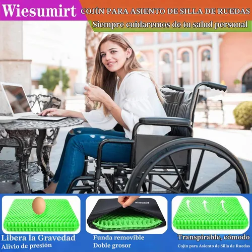 Vista 6 de Cojín de asiento de gel de tamaño extra grande para sentarse prolongadamente, 20 x 20 pulgadas, cojín de asiento grande de alivio de presión