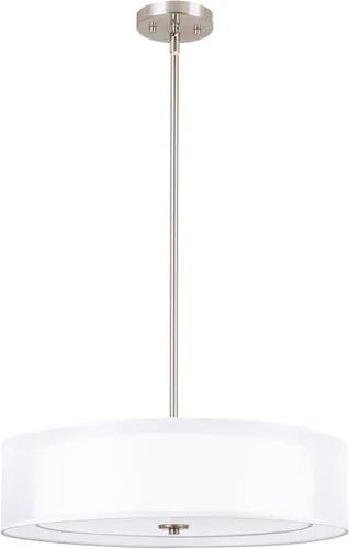 Vista 7 de Kira Home Lindos - Lámpara colgante moderna de doble tambor de 20 pulgadas, lámpara de araña de 3 luces con pantalla exterior transparente e