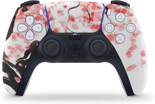 Vista 3 de AoHanan Cherry Tree Blossom PS5 - Juego completo de calcomanías de vinilo para consola y controlador para Playstation 5 Disc Edition