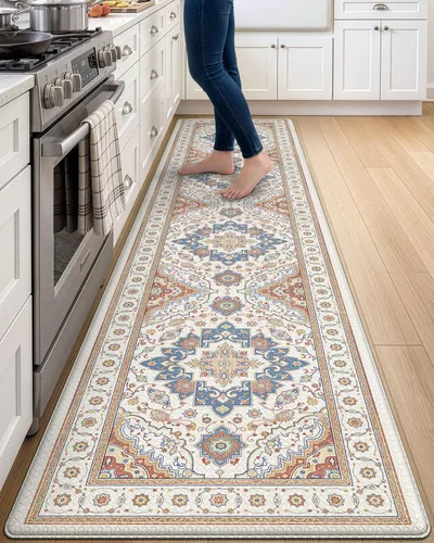 Vista 44 de DEXI Alfombrillas de cocina acolchadas antifatiga, 24 x 87 pulgadas, color Beige claro