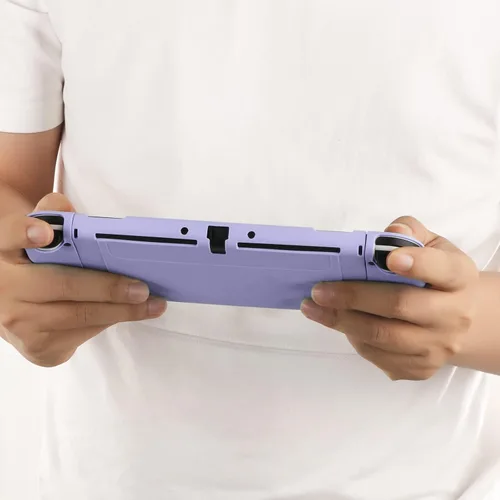Vista 6 de Funda acoplable para Nintendo Switch OLED modelo 2021, funda protectora de TPU suave para consola Switch OLED con 2 piezas de agarre para pulgar