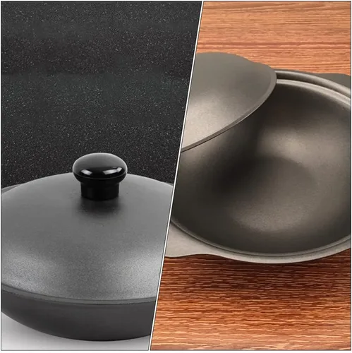 Vista 9 de Cabilock Hogar Pequeño Hierro Pot Basics Esmalte Hierro Fundido Claypot: Sartén Cazuela Cubierta 7.1 in Olla De Arcilla Olla De Arroz
