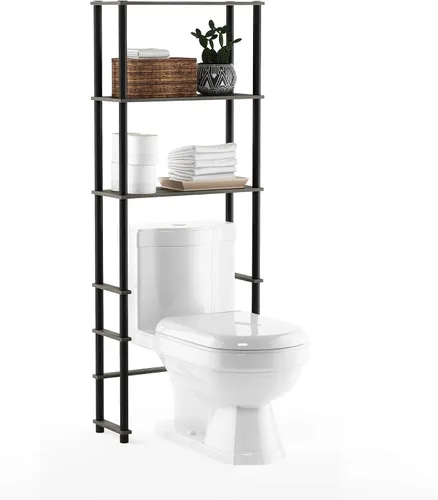 Vista 7 de Furinno Turn-N-Tube para Almacenamiento sobre el Inodoro, Organizador de Baño con 5 Estantes y Ahorro de Espacio, Espresso/Negro