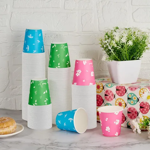 Vista 5 de LITOPAK Paquete de 600 vasos de papel de 5 onzas, coloridos vasos desechables para enjuague bucal, pequeños vasos desechables, mini vasos de papel