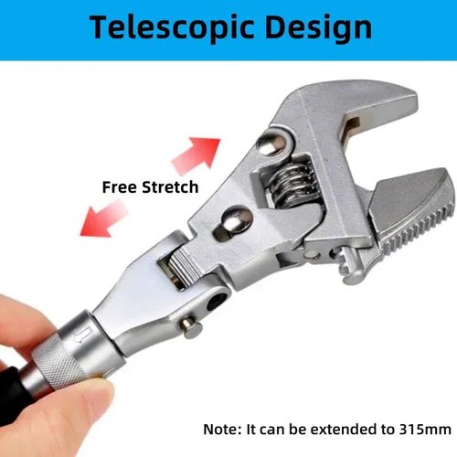Vista 10 de Llave ajustable Flexhead, llaves de media luna de trinquete de 10 a 12 pulgadas con vástago de extensión retráctil y llave ajustable de cabeza