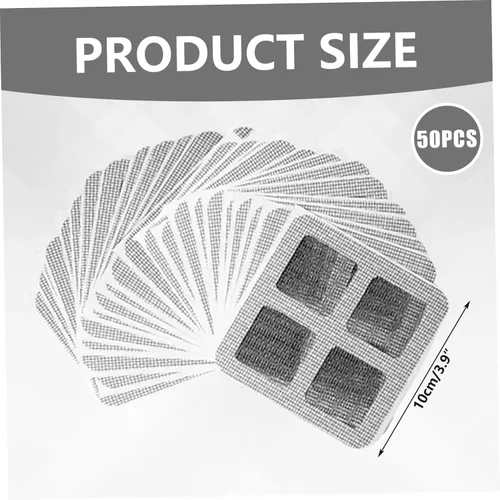 Vista 3 de 50 piezas desechables de malla fina de 4 x 4 pulgadas, cubiertas de drenaje desechables autoadhesivas para filtro de ducha, para baño, lavandería