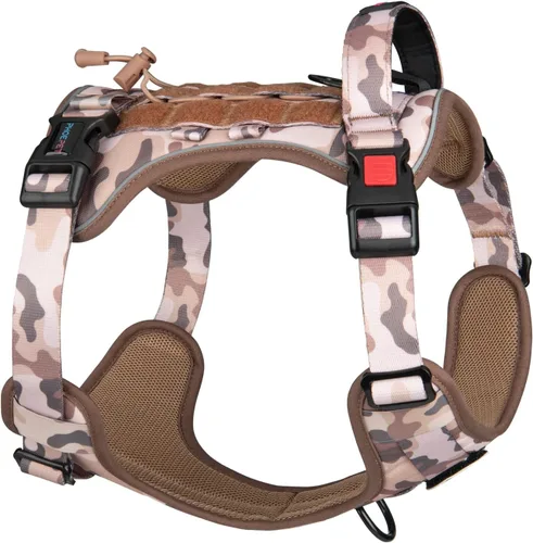 Vista 7 de PHOEPET Arnés táctico sin tirones para perro, chaleco de servicio con paneles Molle y bucle, fácil control con asa para perros pequeños (negro, S)