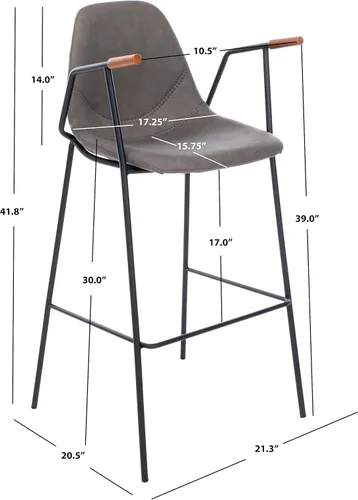 Vista 3 de Safavieh Home Collection Tanner Taburete de bar gris ceniza Mid-Century