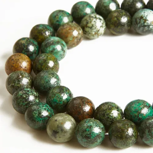 Vista 2 de 60 piezas de cuentas de turquesa africana natural de 6 mm, cuentas de gema redondas sueltas para hacer joyas