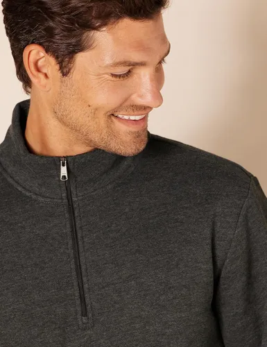 Vista 4 de Tienda Essentials - Sudadera de vellón, cuarto de cremallera y manga larga para hombre