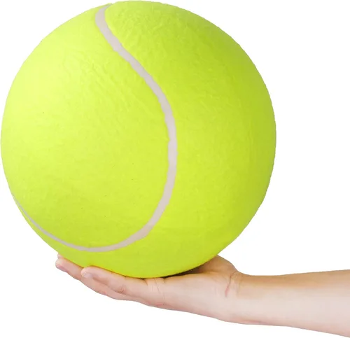 Vista 2 de Pelota de tenis grande para perros, pelotas de tenis gigantes inflables de 9.5 pulgadas, juguetes grandes para mascotas para deportes al aire