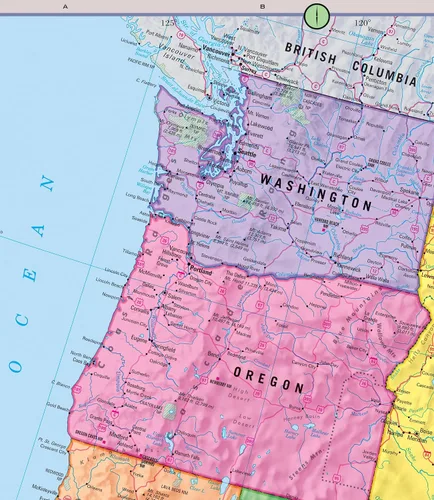 Vista 2 de CoolOwlMaps - Póster de mapa de pared de Estados Unidos, 36 x 24 pulgadas, papel enrollado de Estados Unidos