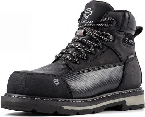 Vista 8 de SUREWAY Botas de trabajo impermeables de 6 pulgadas para hombres, de cuero Puntera Compuesta Impermeable Marrón