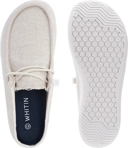 Vista 5 de WHITIN Mens Wide Barefoot Slip-on Loafers Zero Drop Sole Minimalist Canvas Sneakers
