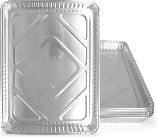 Vista 8 de PLASTICPRO Bandejas de Aluminio Paquete de 5 Bandejas Desechables para Galletas 9'' x 13'' Bandejas para Hornear de Calidad Premium Extra