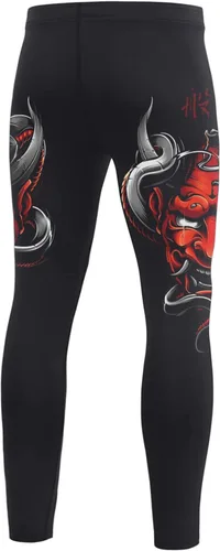 Vista 3 de O2TEE Máscara Samurai Grappling Spats Mallas de compresión Pant- Running BJJ, MMA, Muay Thai