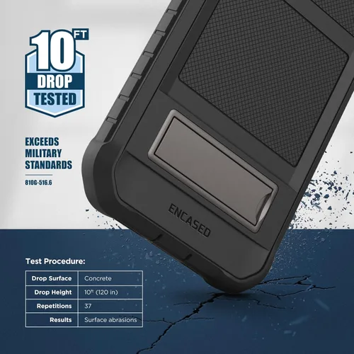 Vista 2 de Encased Juego de cinturón 2 en 1 para iPhone 14 Pro Max, funda protectora resistente con soporte integrado y soporte de clip para funda (negro)