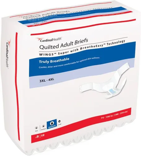 Vista 6 de Cardinal Health™ Wings™ Super - Calzoncillos acolchados para adultos, con tecnología BreatheEasy™, tamaño grande, máxima absorción, pestañas