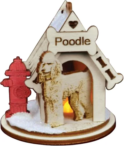 Vista 15 de Basset Hound Dog Tea Light Display Adorno de Navidad de madera para árbol de Navidad