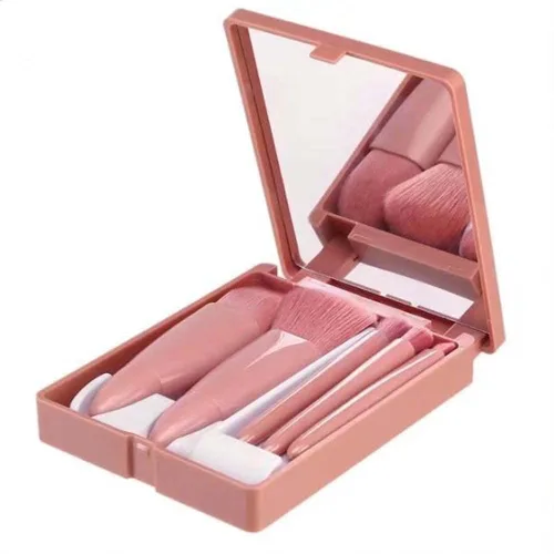 Vista 7 de COSHINE - Juego de brochas de maquillaje de viaje fáciles de usar, kit de 5 brochas cosméticas de función completa (5 piezas con espejo)