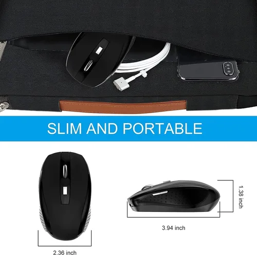 Vista 4 de Guiheng - Mouse inalámbrico, 2.4 GHz, mouse inalámbrico para computadora, 1200 DPI, 6 botones con receptor nano para laptop, PC, Chromebook