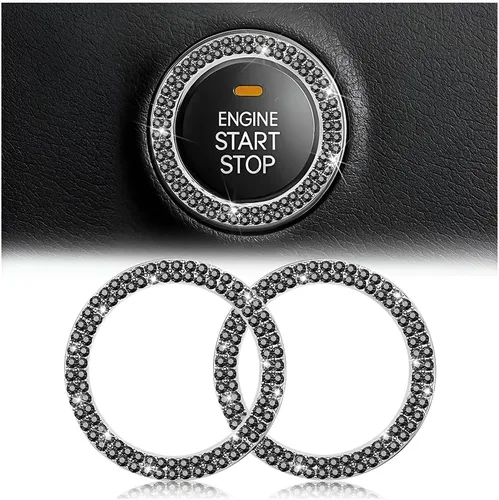 Vista 32 de Calcomanías de anillo de arranque de motor con diamantes de imitación de cristal, paquete de 2 unidades, cubierta / calcomanías para botón de Doble