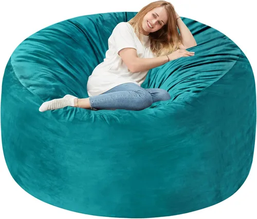 Vista 85 de Homguava - Sillón puff de 3 pies Sillón estilo puff grande de 3 pulgadas con relleno de espuma viscoelástica, sofá suave con funda de terciopelo