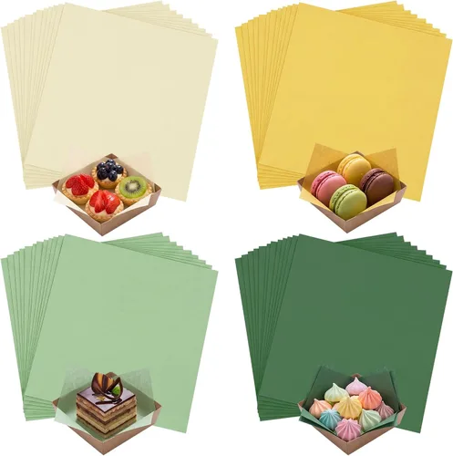 Vista 25 de Honeydak 200 hojas de papel de cera verde para alimentos, 7 pulgadas, surtido de cestas de pergamino verdes para sándwich, hamburguesas, a prueba