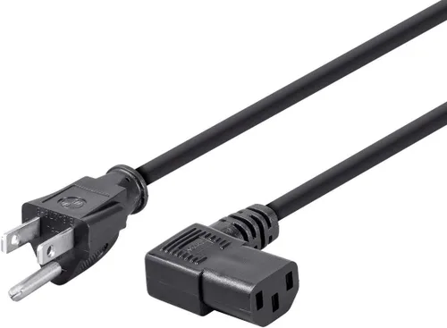 Vista 7 de Monoprice Cable de alimentación en ángulo recto NEMA 5-15P a ángulo recto IEC 60320 C13, 15 Amp, 1875 W, 125 voltios, 14AWG, 2 pies, negro